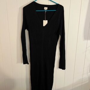 🖤 A New Day Black Ribbed Midi Dress NWT